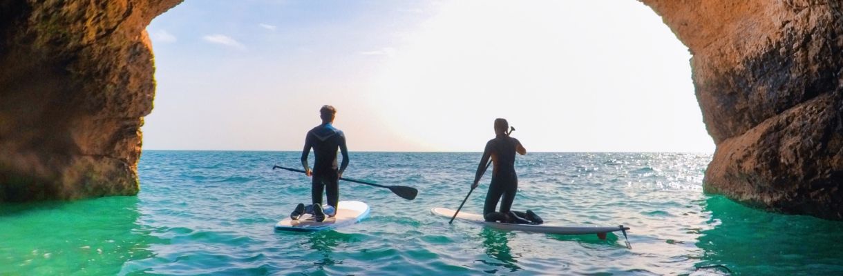 Paddleboarding at Freshwater Caves, Isle of Wight